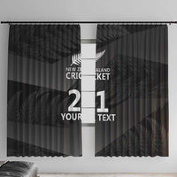 New Zealand Cricket Custom Window Curtain Potae Pango Black Fern Pattern LT9 With Hooks Black - Polynesian Pride