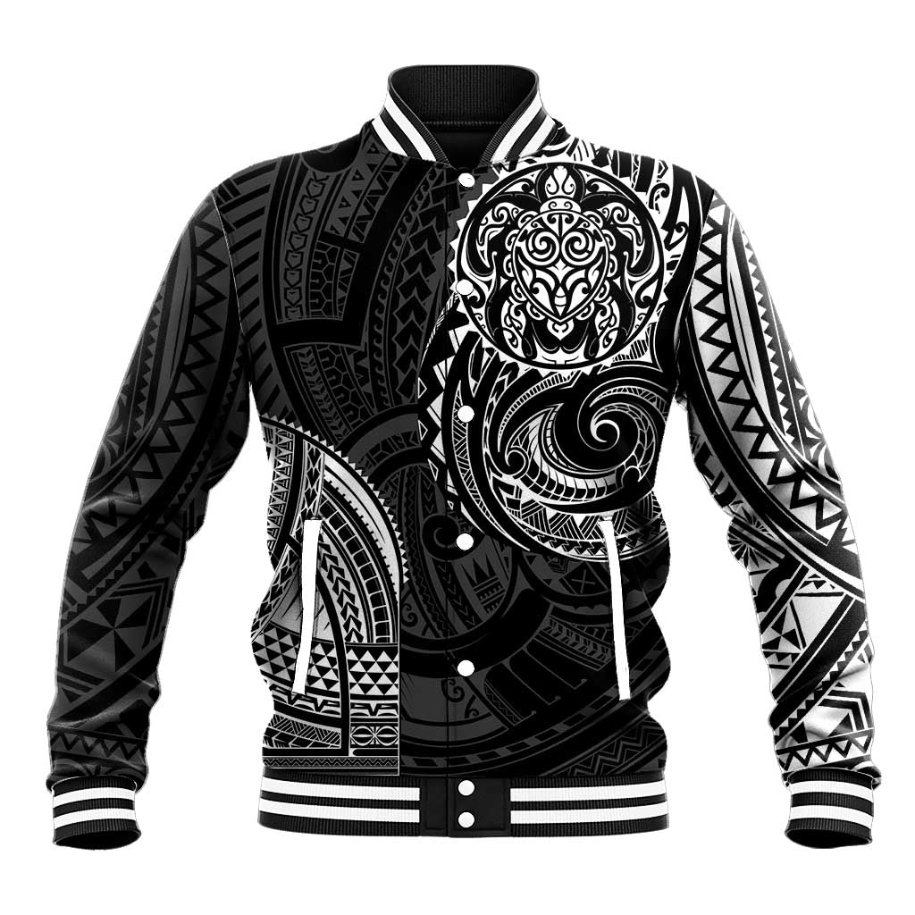 Polynesian Turtle Tribal Tattoo Baseball Jacket Black Style