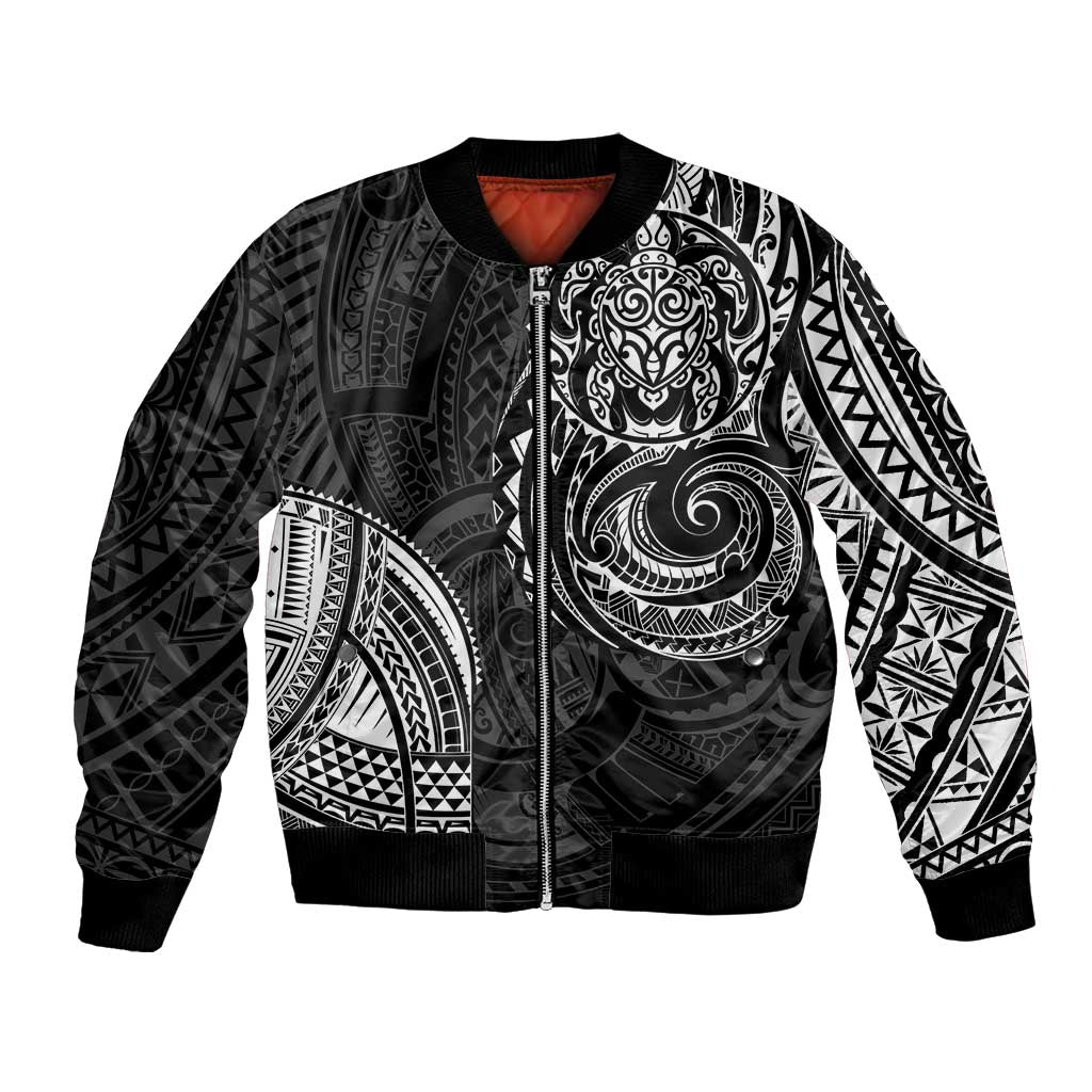 Polynesian Turtle Tribal Tattoo Bomber Jacket Black Style LT9 Unisex Black - Polynesian Pride