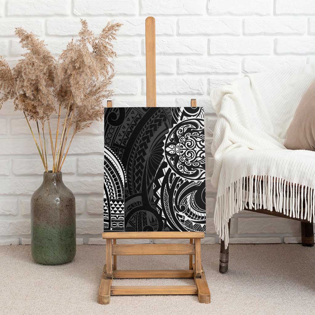 Polynesian Turtle Tribal Tattoo Canvas Wall Art Black Style