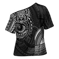 Polynesian Turtle Tribal Tattoo Cross Shoulder Shirt Black Style LT9 - Polynesian Pride