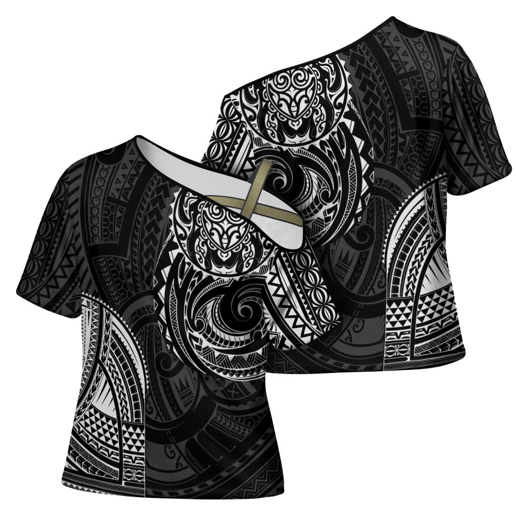 Polynesian Turtle Tribal Tattoo Cross Shoulder Shirt Black Style LT9 - Polynesian Pride
