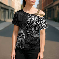 Polynesian Turtle Tribal Tattoo Cross Shoulder Shirt Black Style LT9 - Polynesian Pride