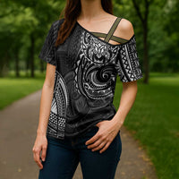 Polynesian Turtle Tribal Tattoo Cross Shoulder Shirt Black Style LT9 - Polynesian Pride