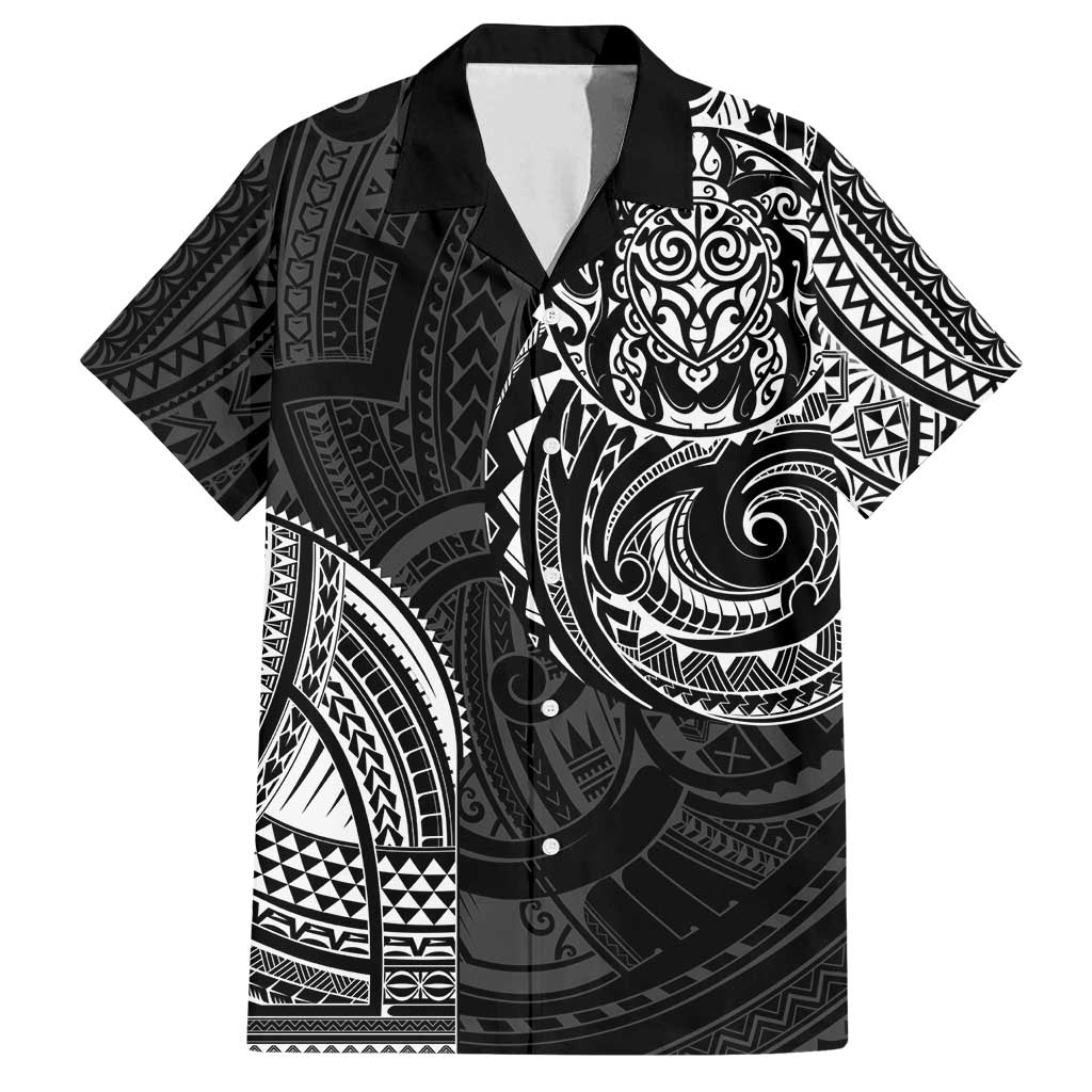 Polynesian Turtle Tribal Tattoo Family Matching Long Sleeve Bodycon Dress and Hawaiian Shirt Black Style LT9 Dad's Shirt - Short Sleeve Black - Polynesian Pride