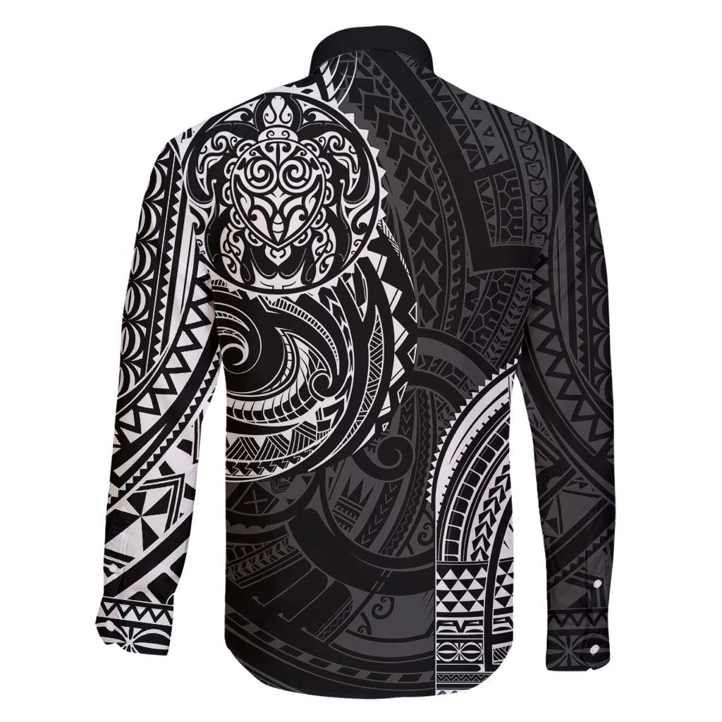 Polynesian Turtle Tribal Tattoo Family Matching Long Sleeve Bodycon Dress and Hawaiian Shirt Black Style LT9 - Polynesian Pride