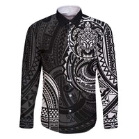 Polynesian Turtle Tribal Tattoo Family Matching Off The Shoulder Long Sleeve Dress and Hawaiian Shirt Black Style LT9 Dad's Shirt - Long Sleeve Black - Polynesian Pride