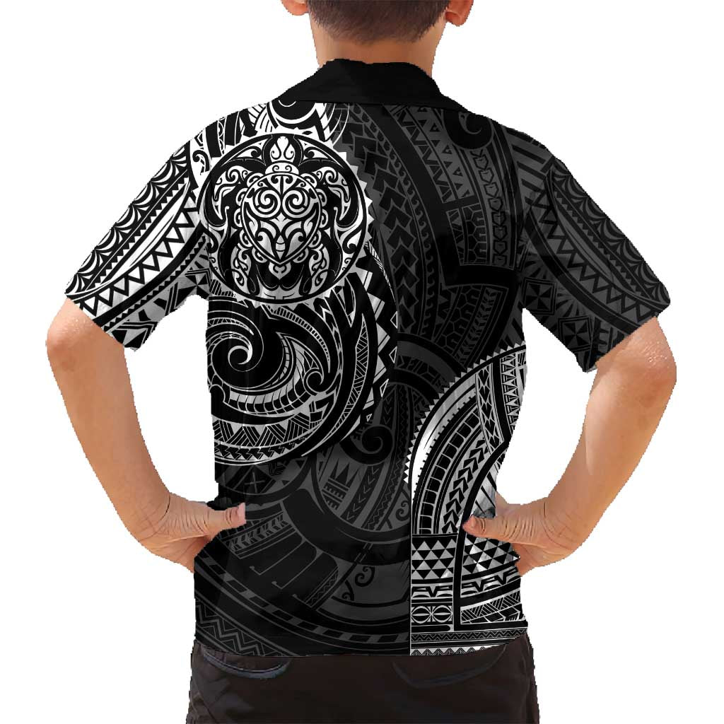 Polynesian Turtle Tribal Tattoo Family Matching Off Shoulder Maxi Dress and Hawaiian Shirt Black Style LT9 - Polynesian Pride