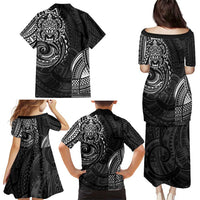 Polynesian Turtle Tribal Tattoo Family Matching Puletasi and Hawaiian Shirt Black Style LT9 - Polynesian Pride