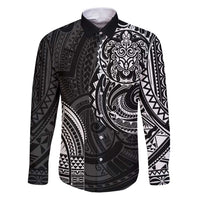 Polynesian Turtle Tribal Tattoo Family Matching Puletasi and Hawaiian Shirt Black Style LT9 Dad's Shirt - Long Sleeve Black - Polynesian Pride