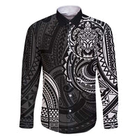 Polynesian Turtle Tribal Tattoo Family Matching Short Sleeve Bodycon Dress and Hawaiian Shirt Black Style LT9 Dad's Shirt - Long Sleeve Black - Polynesian Pride