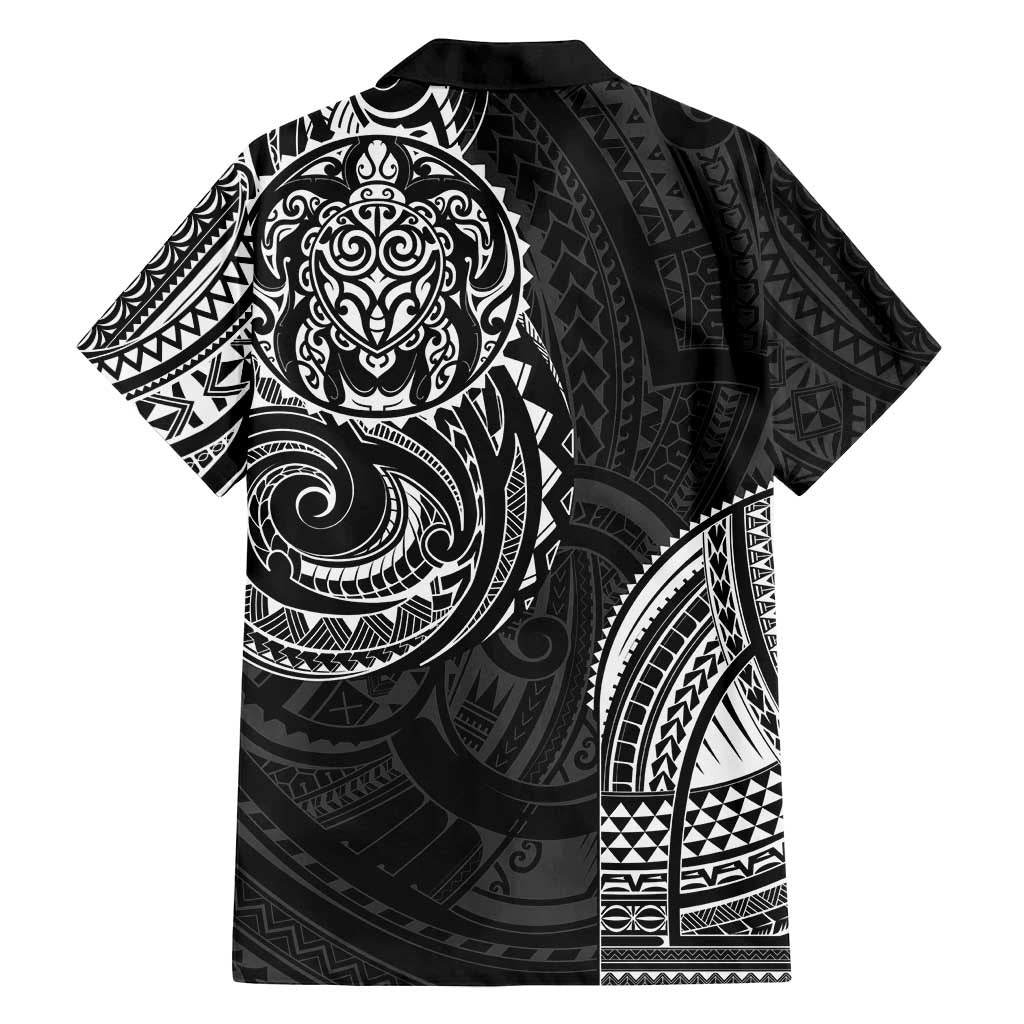 Polynesian Turtle Tribal Tattoo Family Matching Summer Maxi Dress and Hawaiian Shirt Black Style LT9 - Polynesian Pride