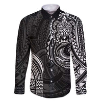 Polynesian Turtle Tribal Tattoo Family Matching Summer Maxi Dress and Hawaiian Shirt Black Style LT9 Dad's Shirt - Long Sleeve Black - Polynesian Pride