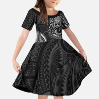 Polynesian Turtle Tribal Tattoo Family Matching Tank Maxi Dress and Hawaiian Shirt Black Style LT9 Daughter's Dress Black - Polynesian Pride