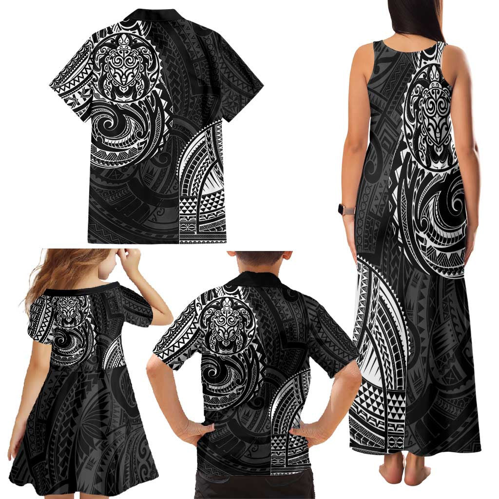 Polynesian Turtle Tribal Tattoo Family Matching Tank Maxi Dress and Hawaiian Shirt Black Style LT9 - Polynesian Pride