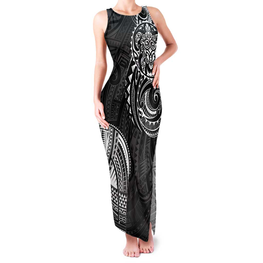 Polynesian Turtle Tribal Tattoo Family Matching Tank Maxi Dress and Hawaiian Shirt Black Style LT9 Mom's Dress Black - Polynesian Pride