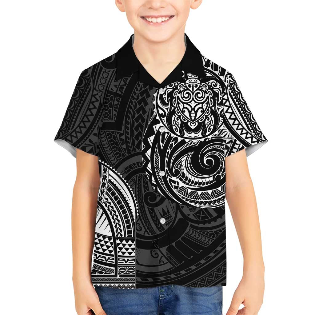 Polynesian Turtle Tribal Tattoo Family Matching Tank Maxi Dress and Hawaiian Shirt Black Style LT9 Son's Shirt Black - Polynesian Pride