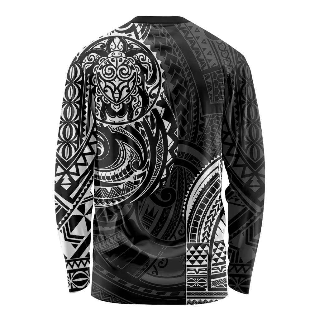 Polynesian Turtle Tribal Tattoo Long Sleeve Shirt Black Style