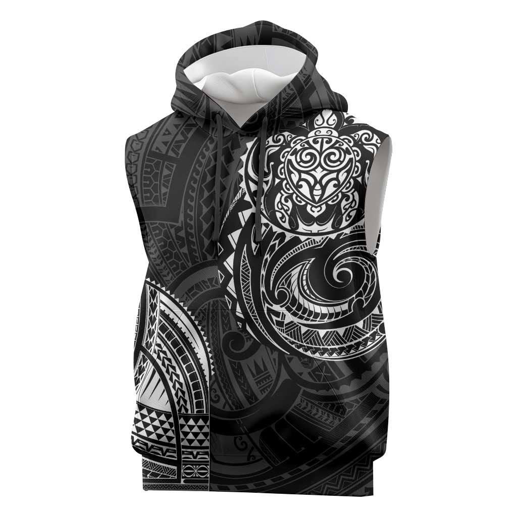 Polynesian Turtle Tribal Tattoo Sleeveless Hoodie Black Style LT9 Black - Polynesian Pride