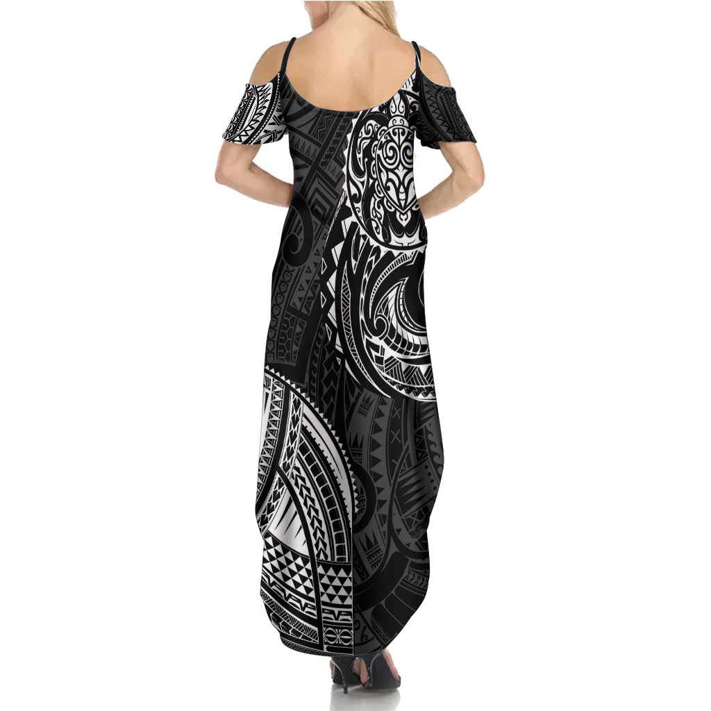 Polynesian Turtle Tribal Tattoo Summer Maxi Dress Black Style