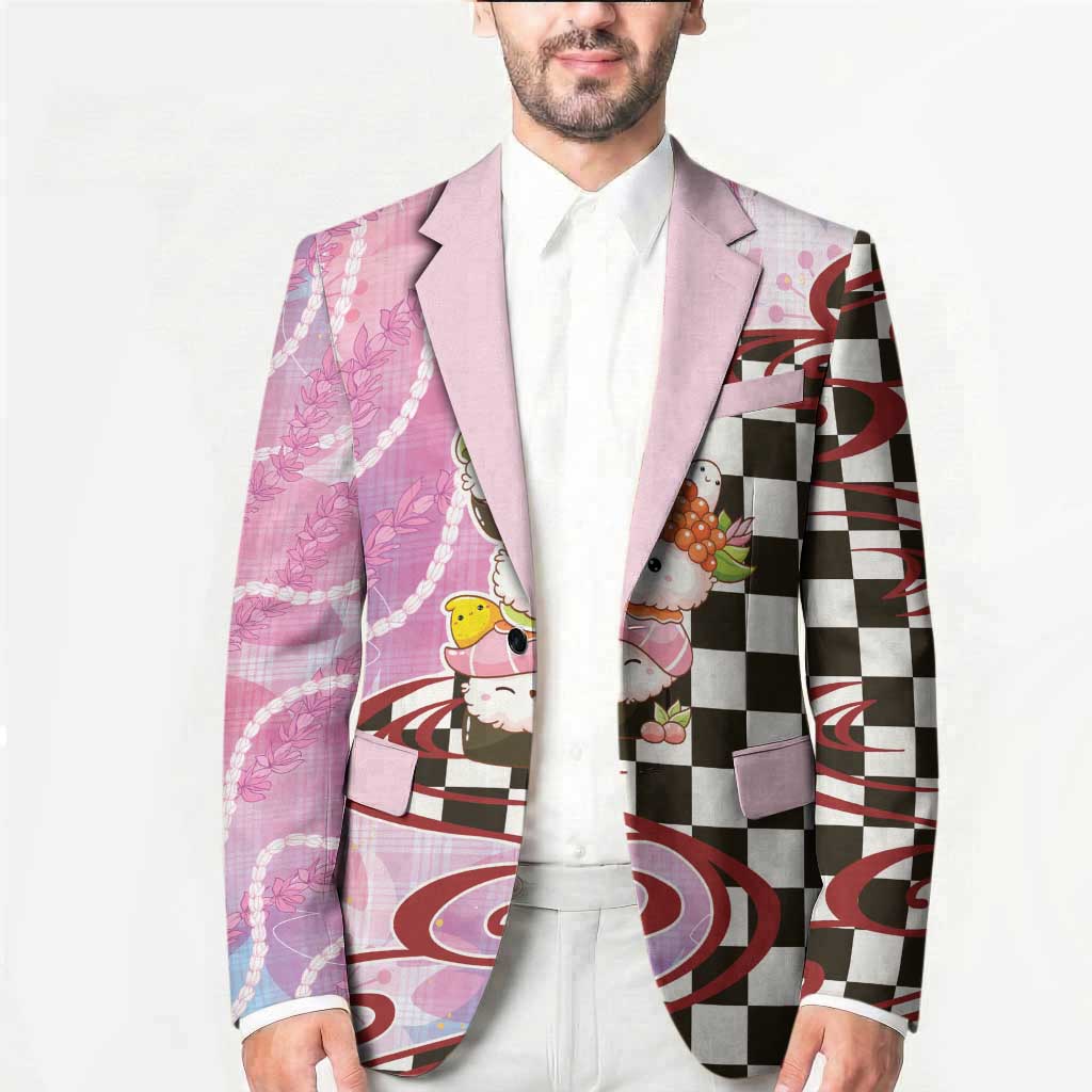 Personalized Japanese Kawaii Sushi Roll Blazer Wagara Palaka Pattern