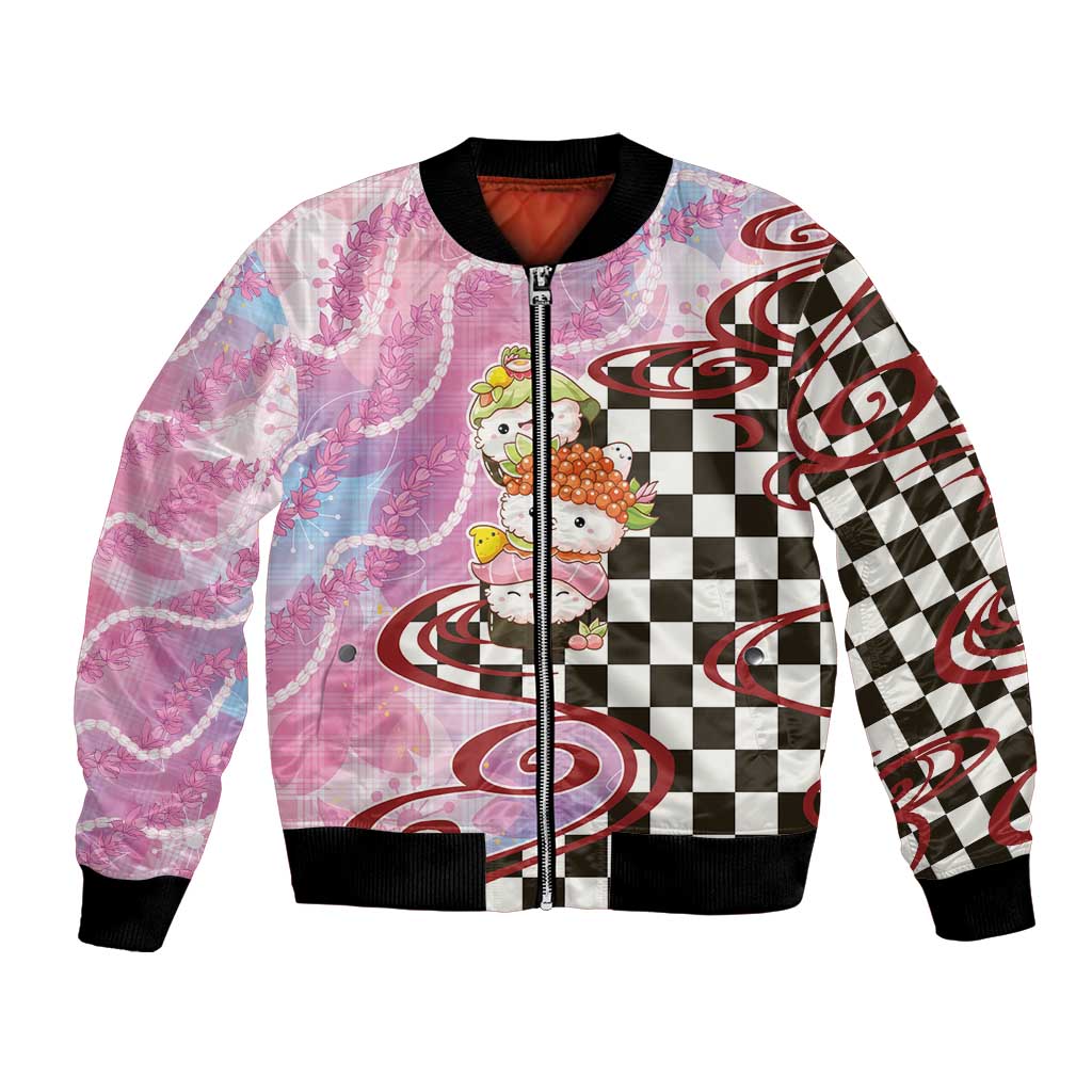 Personalized Japanese Kawaii Sushi Roll Bomber Jacket Wagara Palaka Pattern