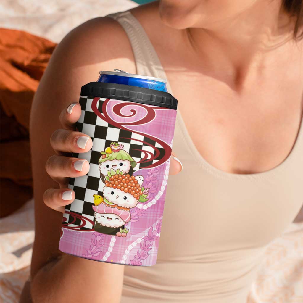 Personalized Japanese Kawaii Sushi Roll 4 in 1 Can Cooler Tumbler Wagara Palaka Pattern