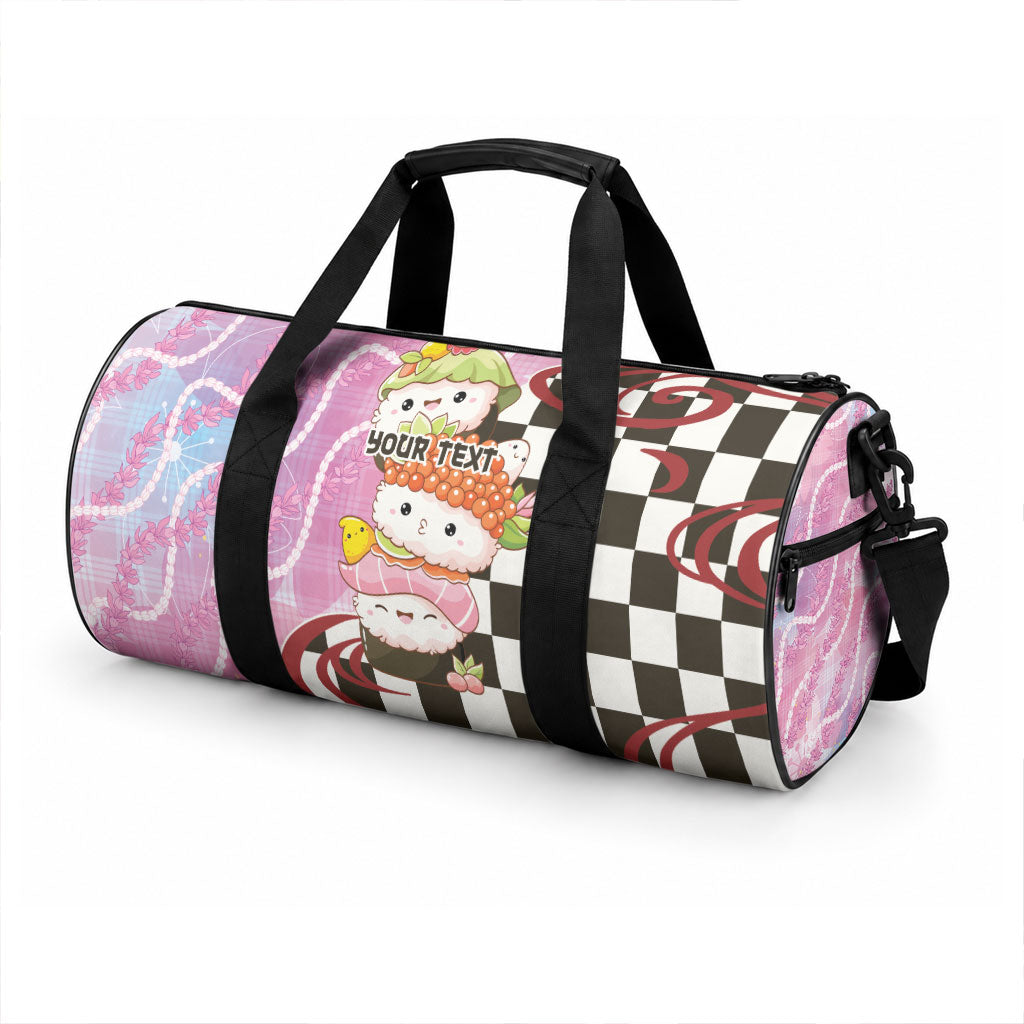 Personalized Japanese Kawaii Sushi Roll Duffle Bag Wagara Palaka Pattern LT9 - Polynesian Pride