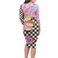 Personalized Japanese Kawaii Sushi Roll Family Matching Long Sleeve Bodycon Dress and Hawaiian Shirt Wagara Palaka Pattern LT9 - Polynesian Pride