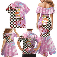 Personalized Japanese Kawaii Sushi Roll Family Matching Mermaid Dress and Hawaiian Shirt Wagara Palaka Pattern LT9 - Polynesian Pride