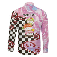 Personalized Japanese Kawaii Sushi Roll Family Matching Off The Shoulder Long Sleeve Dress and Hawaiian Shirt Wagara Palaka Pattern LT9 - Polynesian Pride