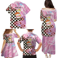 Personalized Japanese Kawaii Sushi Roll Family Matching Puletasi and Hawaiian Shirt Wagara Palaka Pattern
