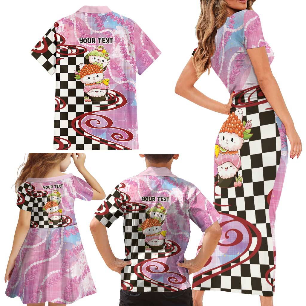 Personalized Japanese Kawaii Sushi Roll Family Matching Short Sleeve Bodycon Dress and Hawaiian Shirt Wagara Palaka Pattern LT9 - Polynesian Pride
