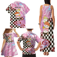 Personalized Japanese Kawaii Sushi Roll Family Matching Tank Maxi Dress and Hawaiian Shirt Wagara Palaka Pattern LT9 - Polynesian Pride