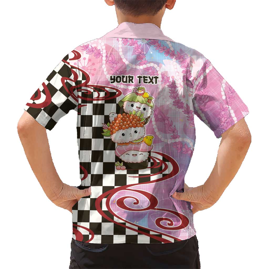 Personalized Japanese Kawaii Sushi Roll Kid Hawaiian Shirt Wagara Palaka Pattern LT9 - Polynesian Pride