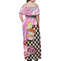 Personalized Japanese Kawaii Sushi Roll Off Shoulder Maxi Dress Wagara Palaka Pattern