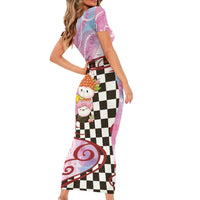 Personalized Japanese Kawaii Sushi Roll Short Sleeve Bodycon Dress Wagara Palaka Pattern LT9 - Polynesian Pride