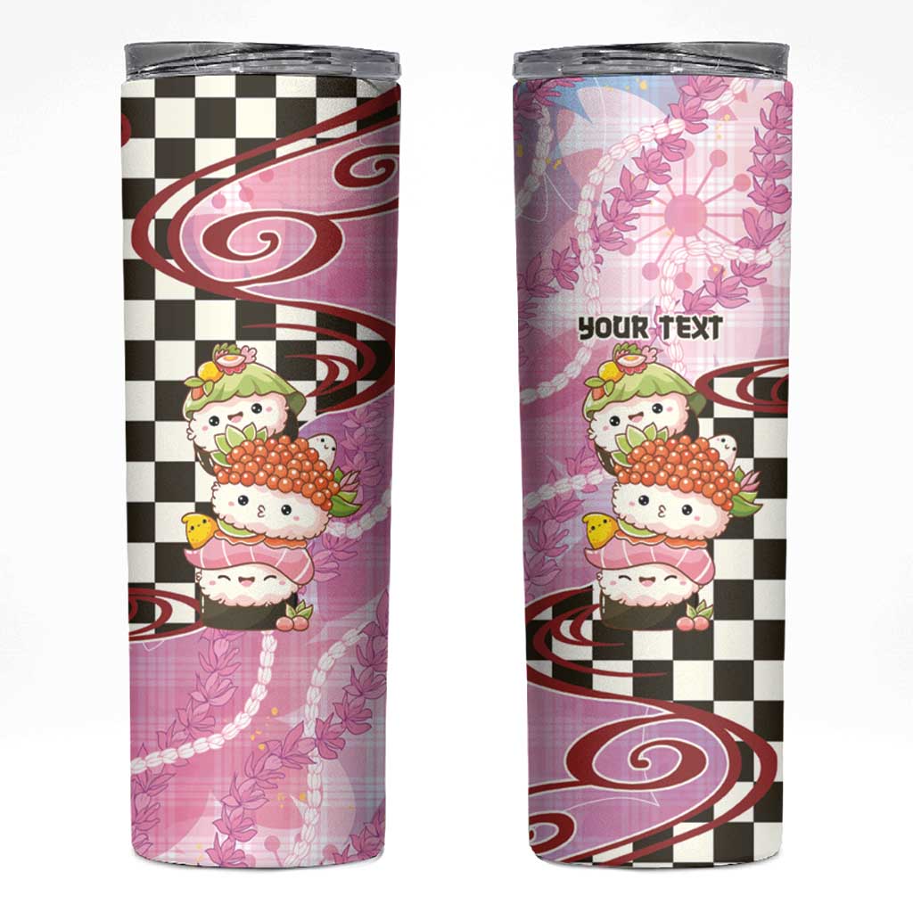 Personalized Japanese Kawaii Sushi Roll Skinny Tumbler Wagara Palaka Pattern