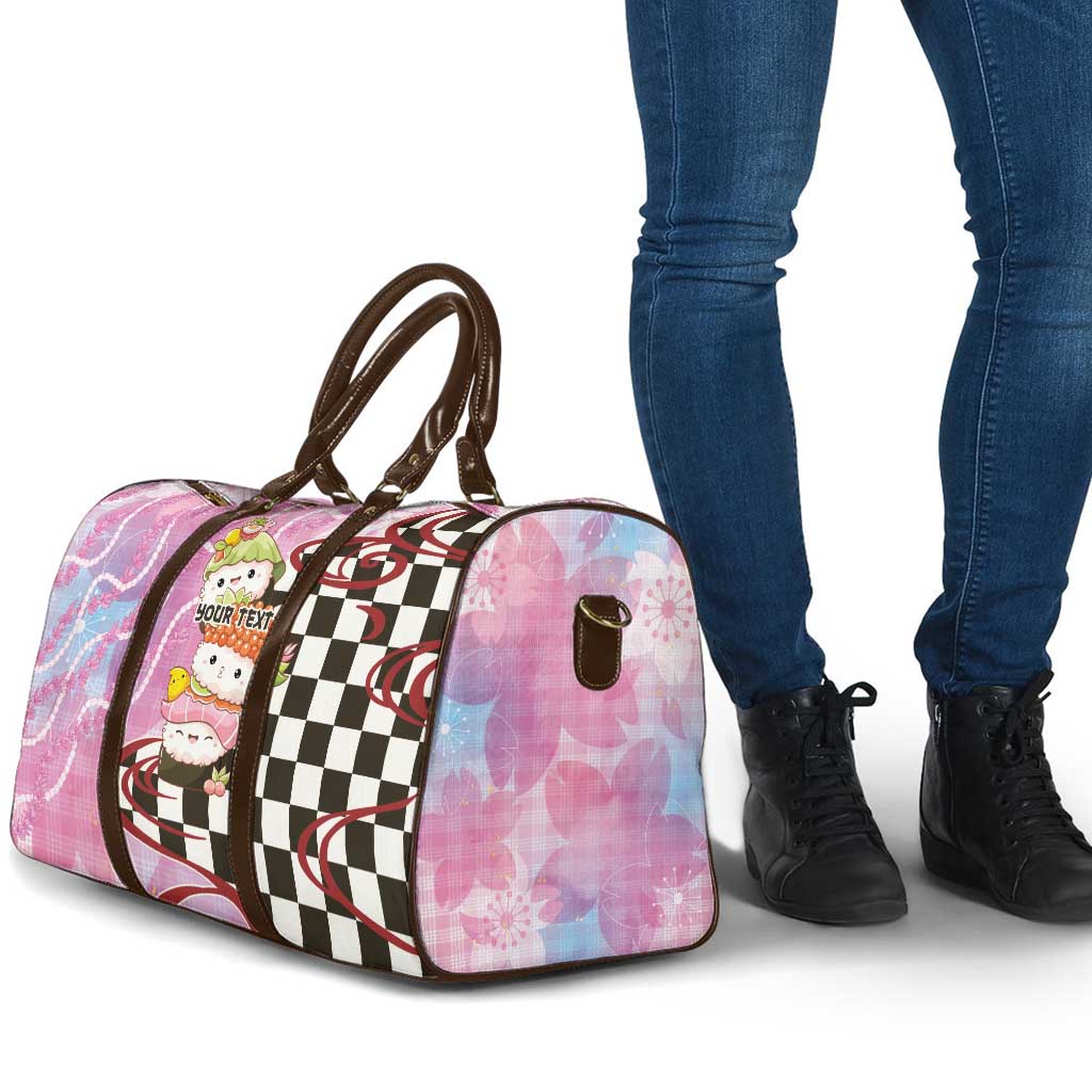 Personalized Japanese Kawaii Sushi Roll Travel Bag Wagara Palaka Pattern
