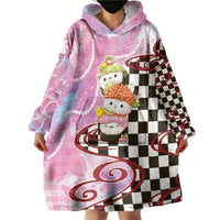 Personalized Japanese Kawaii Sushi Roll Wearable Blanket Hoodie Wagara Palaka Pattern LT9 - Polynesian Pride