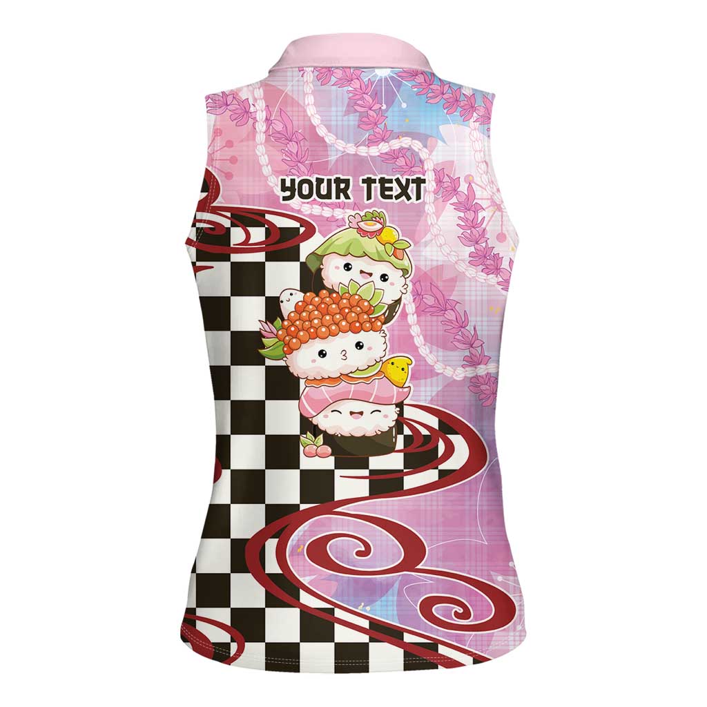 Personalized Japanese Kawaii Sushi Roll Women Sleeveless Polo Shirt Wagara Palaka Pattern