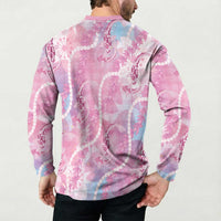 Japanese Koi Fish Button Sweatshirt Pink Wagara Palaka Honohono Pikake Lei
