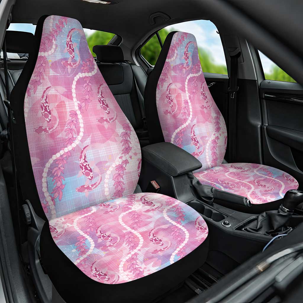 Japanese Koi Fish Car Seat Cover Pink Wagara Palaka Honohono Pikake Lei LT9 One Size Pink - Polynesian Pride
