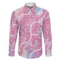 Japanese Koi Fish Family Matching Mermaid Dress and Hawaiian Shirt Pink Wagara Palaka Honohono Pikake Lei LT9 Dad's Shirt - Long Sleeve Pink - Polynesian Pride