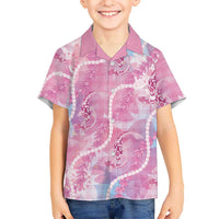 Japanese Koi Fish Family Matching Mermaid Dress and Hawaiian Shirt Pink Wagara Palaka Honohono Pikake Lei LT9 Son's Shirt Pink - Polynesian Pride