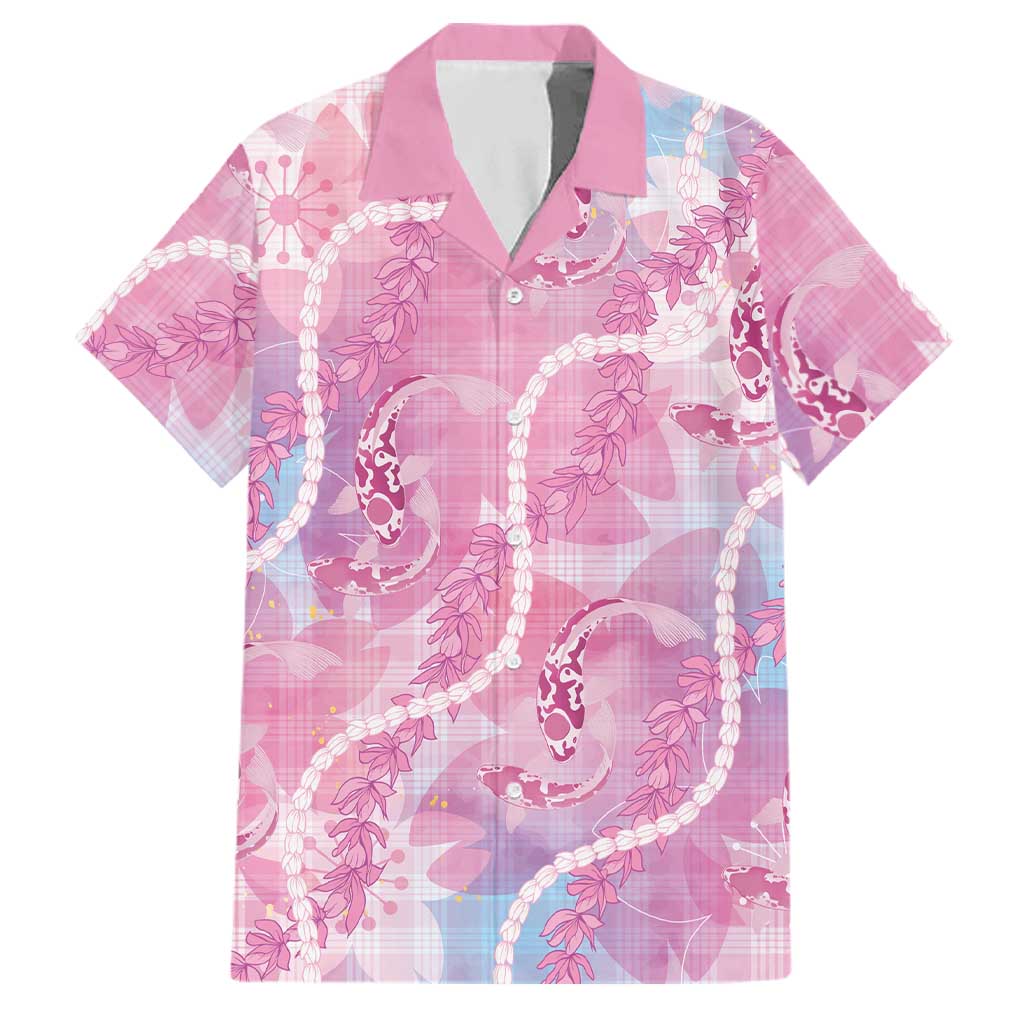 Japanese Koi Fish Family Matching Puletasi and Hawaiian Shirt Pink Wagara Palaka Honohono Pikake Lei LT9 Dad's Shirt - Short Sleeve Pink - Polynesian Pride