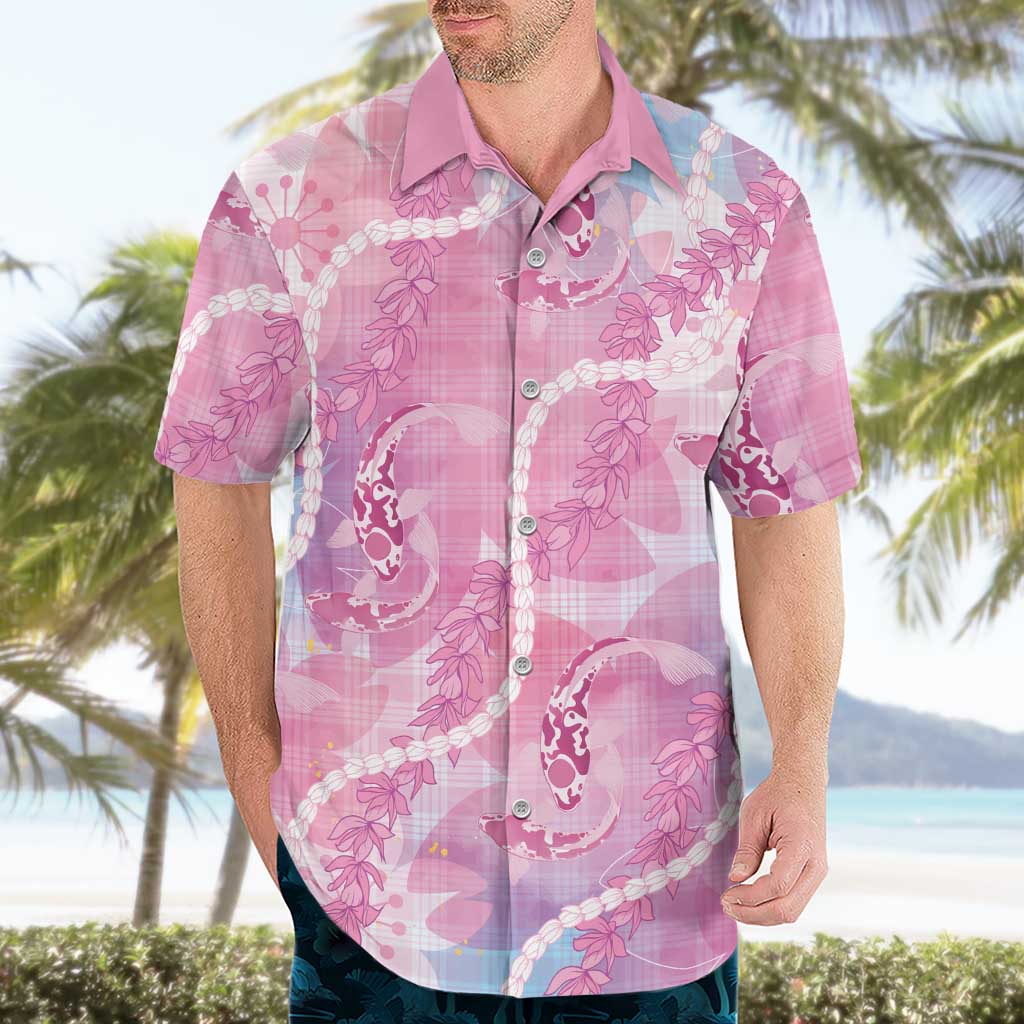 Japanese Koi Fish Hawaiian Shirt Pink Wagara Palaka Honohono Pikake Lei LT9 - Polynesian Pride
