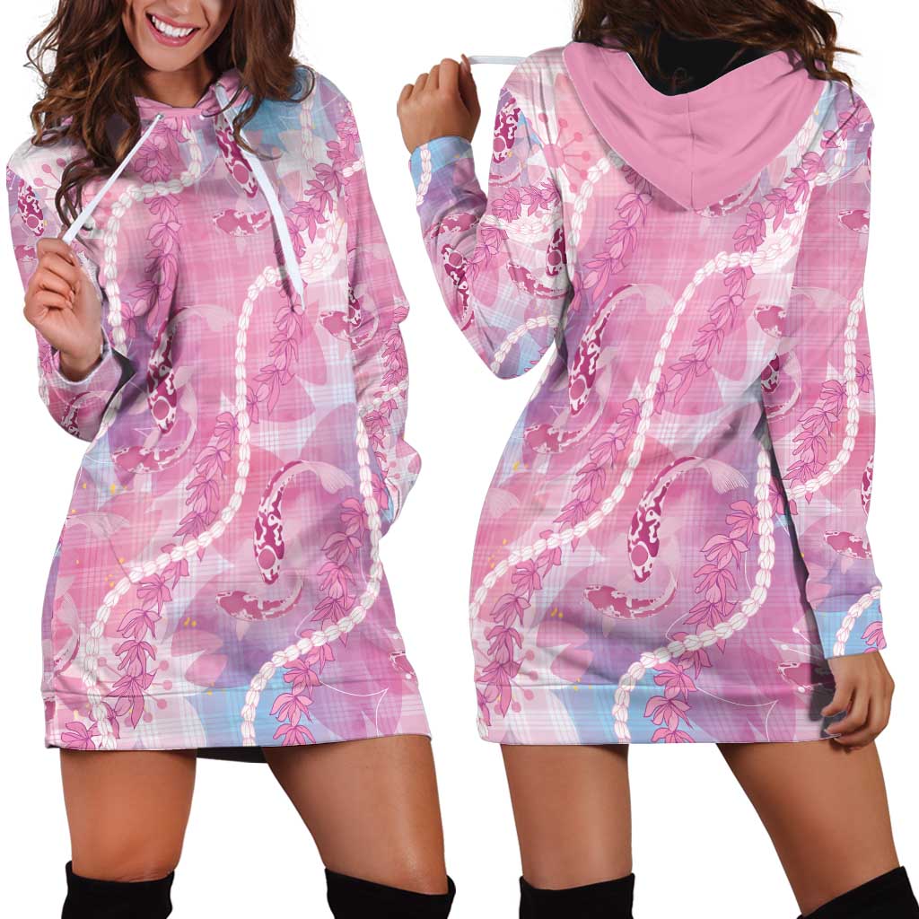 Japanese Koi Fish Hoodie Dress Pink Wagara Palaka Honohono Pikake Lei LT9 - Polynesian Pride