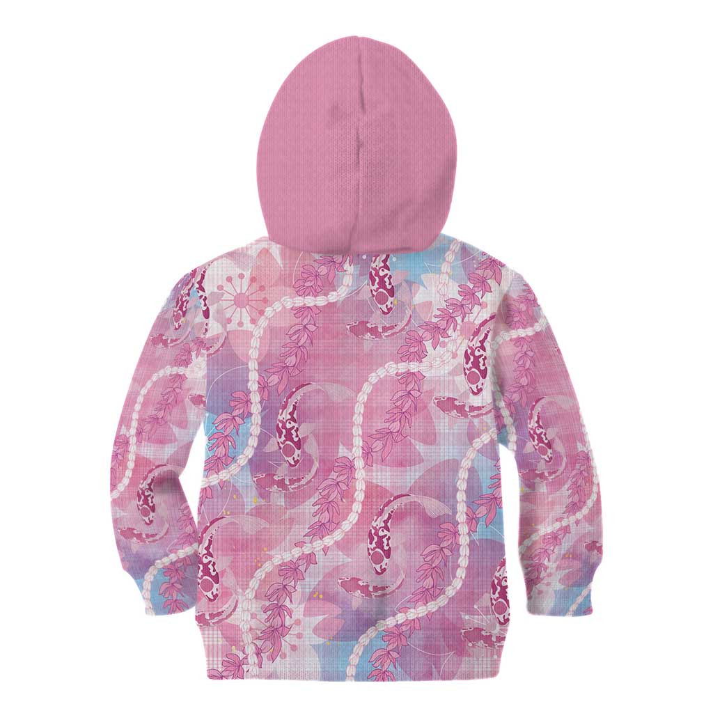Japanese Koi Fish Kid Hoodie Pink Wagara Palaka Honohono Pikake Lei LT9 - Polynesian Pride