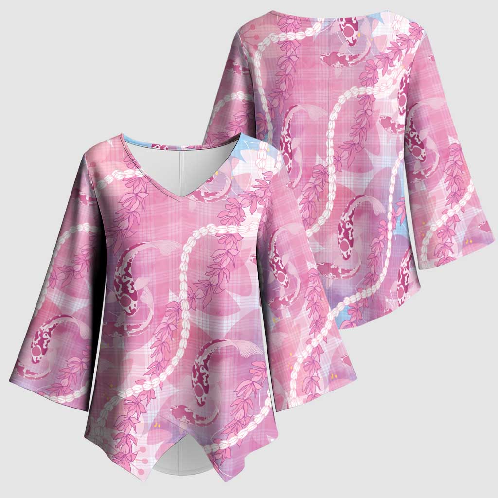Japanese Koi Fish Kimono Sleeve Blouse Pink Wagara Palaka Honohono Pikake Lei